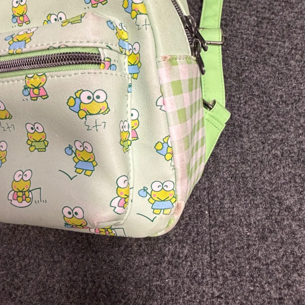 Sanrio Loungefly Keroppi Frog Mini Backpack Green Gingham All Over Print Bag